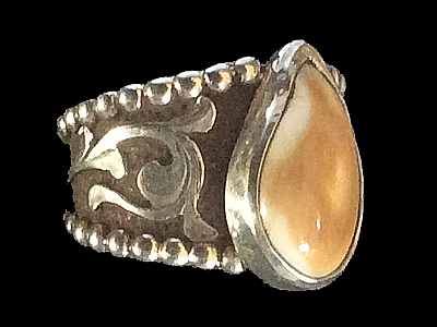 elk ivory silver ring