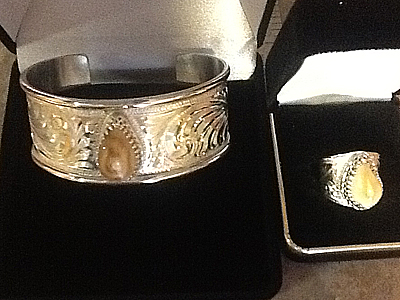 elk ivory silver bracelet and ring