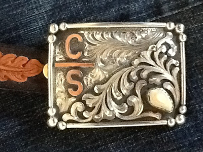 elk ivory silver buckle