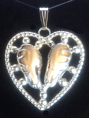 elk ivory silver heart necklace