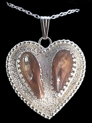 elk ivory silver heart necklace