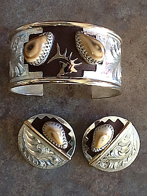 elk ivory silver bracelet and earrings