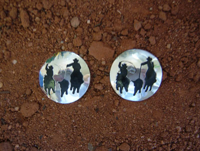 silver team roper earrings