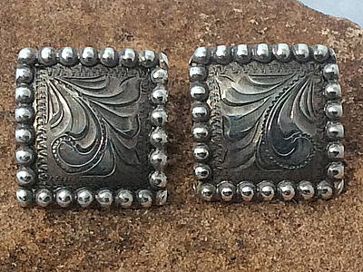 silver square earrings