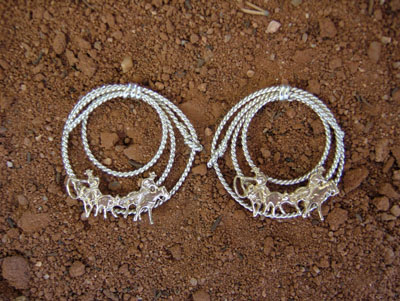 silver rope -team ropers - earrings