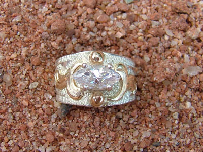 Fancy 14kt Gold and Sterling Silver Ring