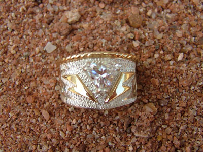 Fancy 14kt Gold and Sterling Silver Ring