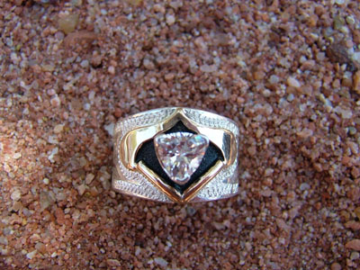 Fancy 14kt Gold and Sterling Silver Ring