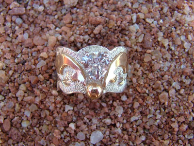 Fancy 14kt Gold and Sterling Silver Ring